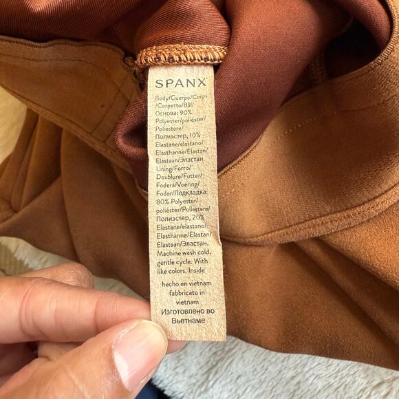 SPANX Faux Suede Flare Pants Caramel Brown Womens 2X - Picture 9 of 11